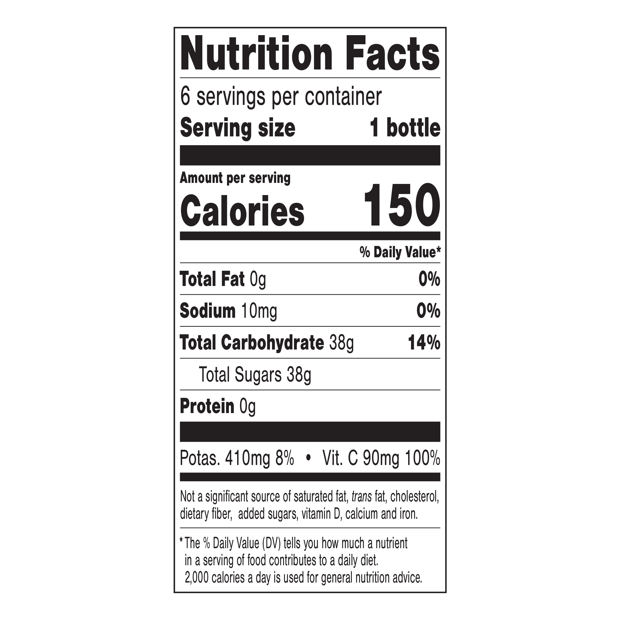 100% Juice - 6 count – Orange Sunrise 100% Juice Blend Nutrition Facts