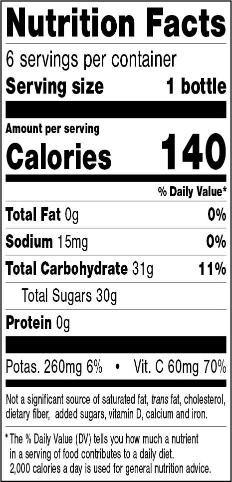 100% Juice - 6 count – 100% Apple Juice Nutrition Facts