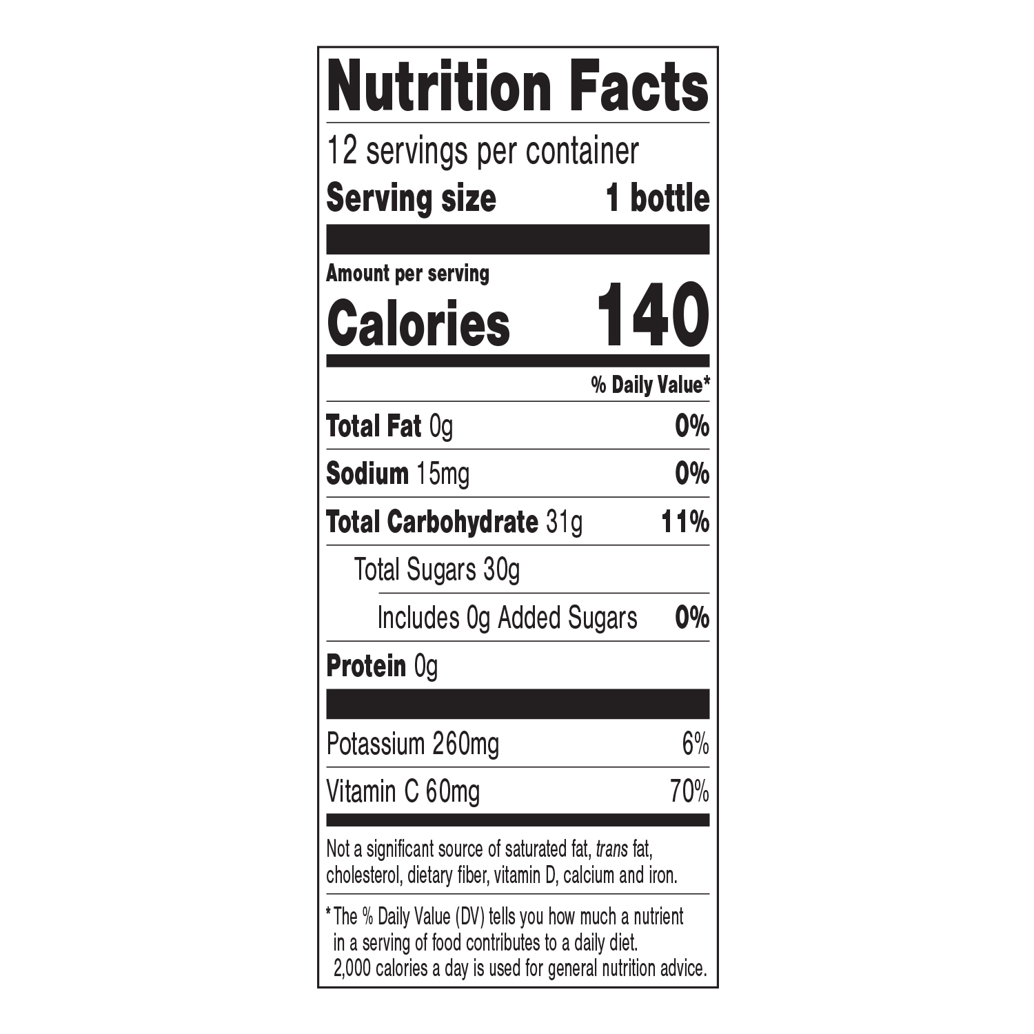 100% Juice - 12 count – 100% Apple Juice Nutrition Facts