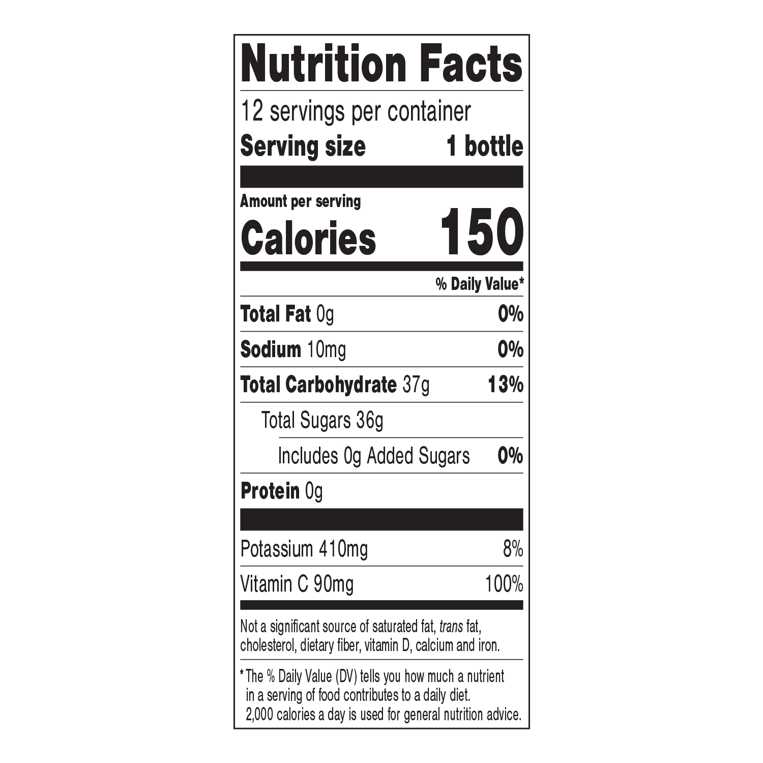 100% Juice - 12 count – Orange Sunrise 100% Juice Blend Nutrition Facts