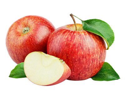 Two apples and an apple slice