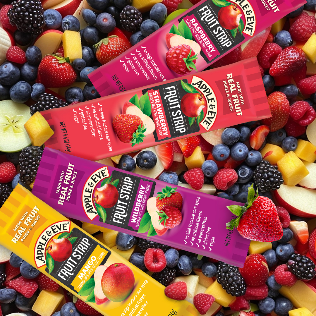 image of fruit snacks in a bed of fruit. 