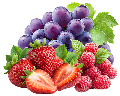 Grapes, strawberries, raspberries
